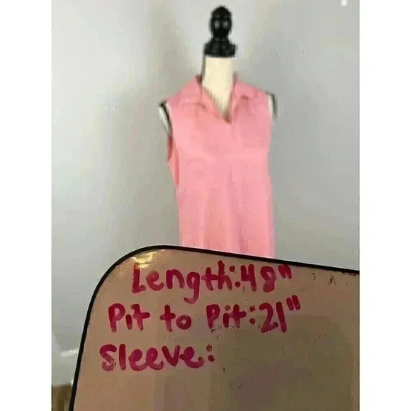 Herman Geist 100% Linen Maxi Dress 8P Collar Sleeveless Lagenlook Minimalist - Picture 8 of 9